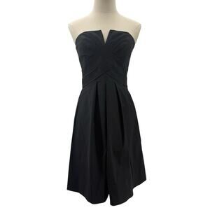 White House Black Market Women's 0 Strapless Black Pleated Cocktail Dress